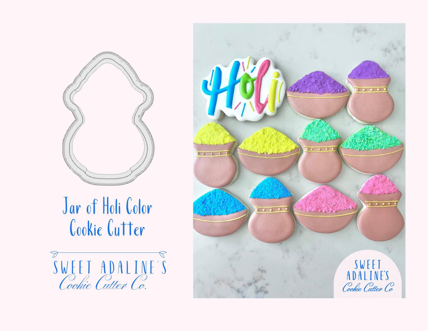 Jar of Color for Holi Festival Cookie Cutter – Celebrate the Festival of Colors with Fun Baking - Indian Festival Inspired - Sturdy, Thick