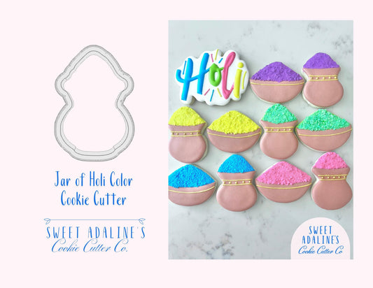 Jar of Color for Holi Festival Cookie Cutter – Celebrate the Festival of Colors with Fun Baking - Indian Festival Inspired - Sturdy, Thick