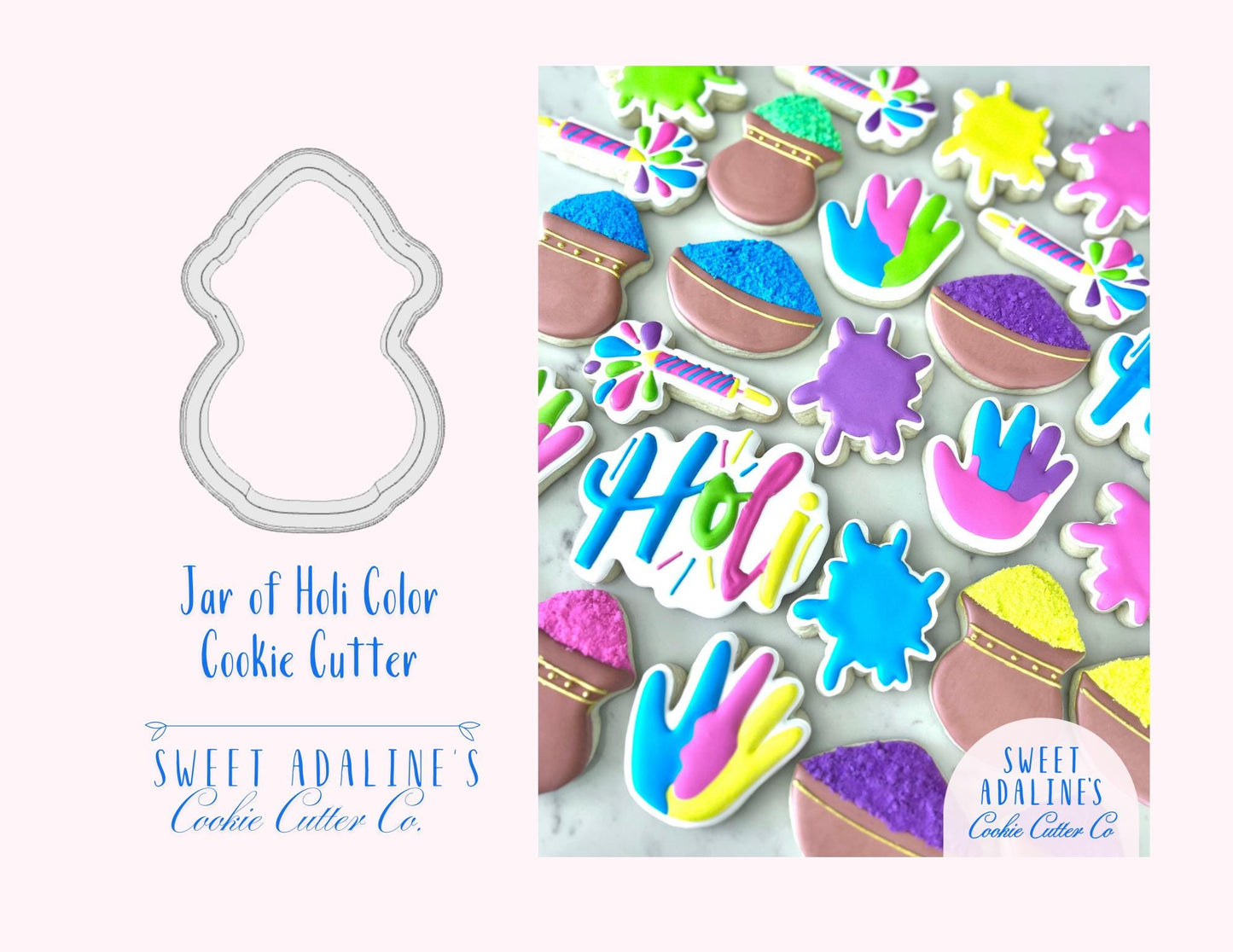 Jar of Color for Holi Festival Cookie Cutter – Celebrate the Festival of Colors with Fun Baking - Indian Festival Inspired - Sturdy, Thick