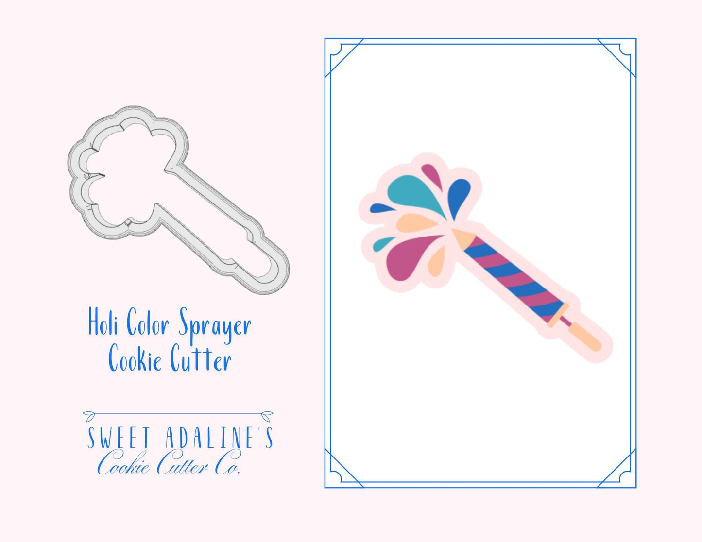 Holi Color Sprayer Festival Cookie Cutter –Celebrate the Festival of Colors with Fun Baking -Indian Festival Inspired - Sturdy, Thick Cutter