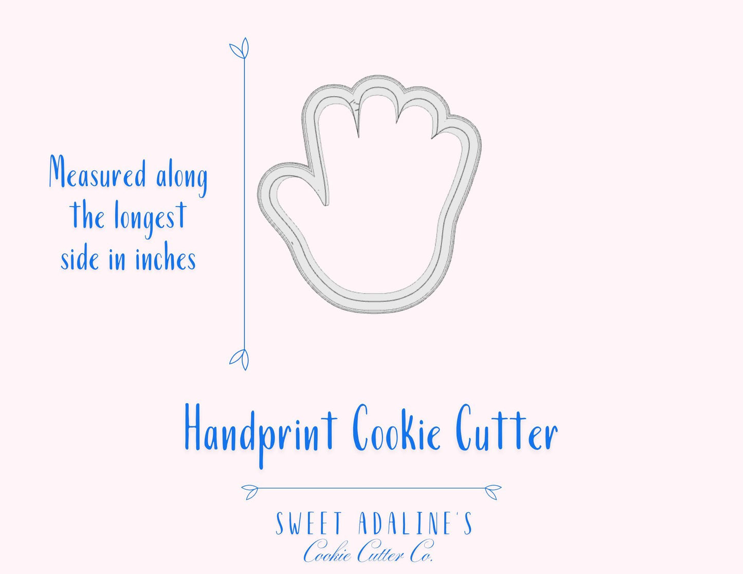 Handprint Cookie Cutter - Hand Shaped Cookie Cutter - Designed for Holi Festival of Colors Sturdy 3D Printed Cutter, Thick for Dough
