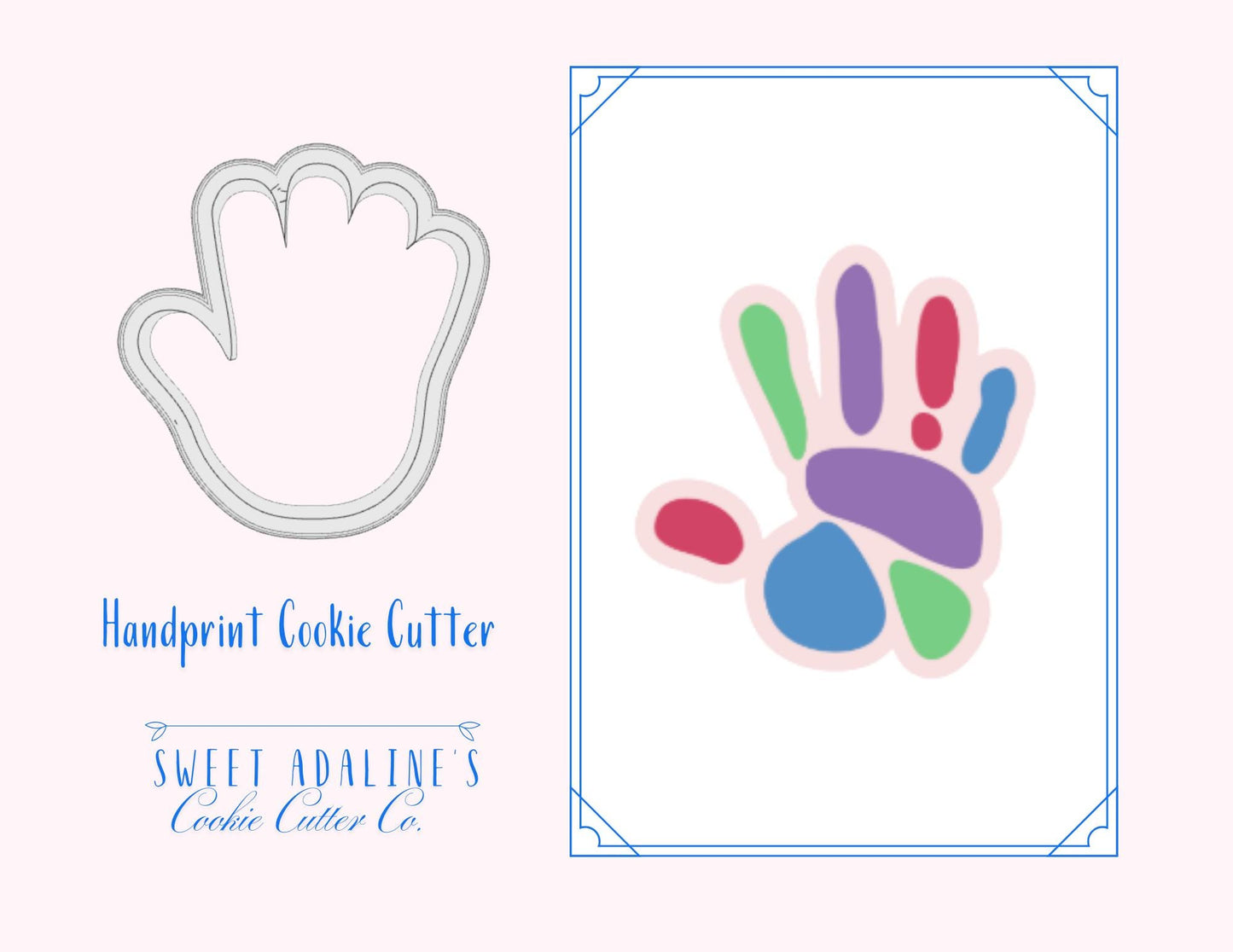 Handprint Cookie Cutter - Hand Shaped Cookie Cutter - Designed for Holi Festival of Colors Sturdy 3D Printed Cutter, Thick for Dough