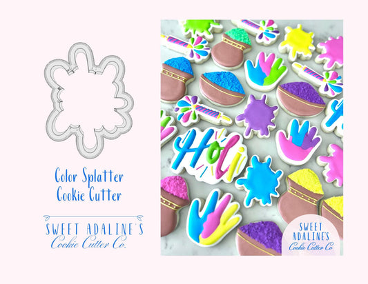 Color Splatter Cookie Cutter - Splat of Color for India's Holi Festival of Colors - Celebrate Colors with Fun Baking - India Inspired Cookie