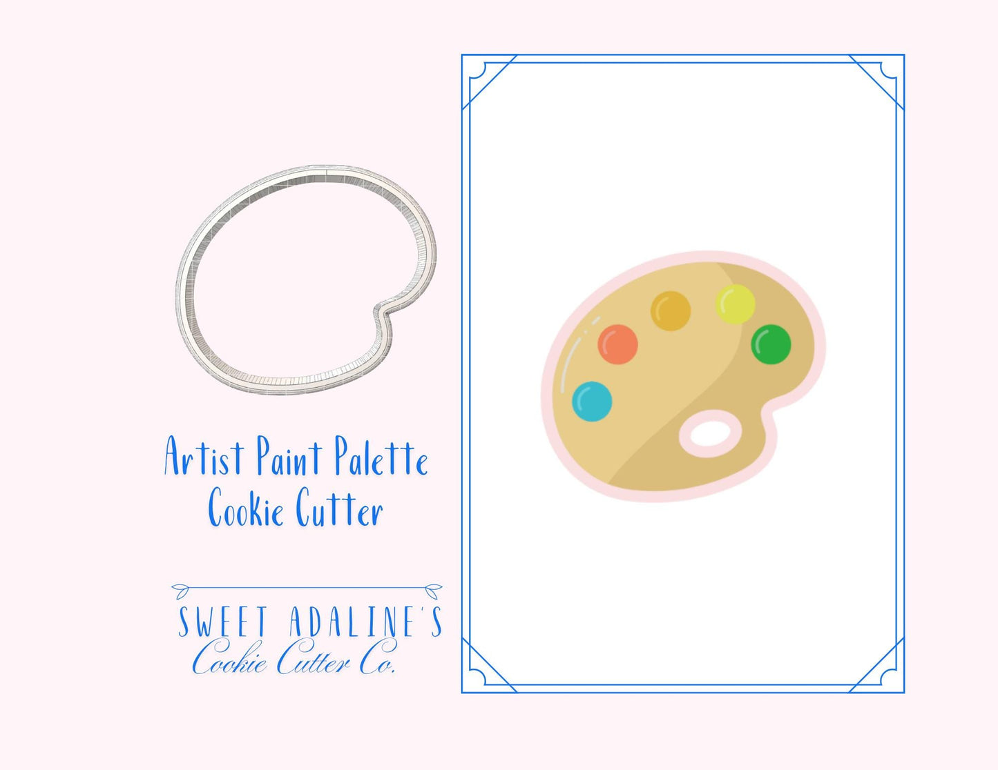 Artist's Paint Palette Cookie Cutter — Painter, Art Party, Teacher Appreciation, Birthday Decorated Cookies - Teacher Gifts & School Parties