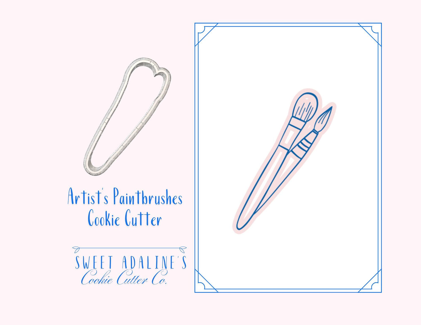 Artist's 2 Paintbrushes Cookie Cutter — Painter, Art Party, Teacher Appreciation, Birthday Cookies - Teacher Gifts & School Parties