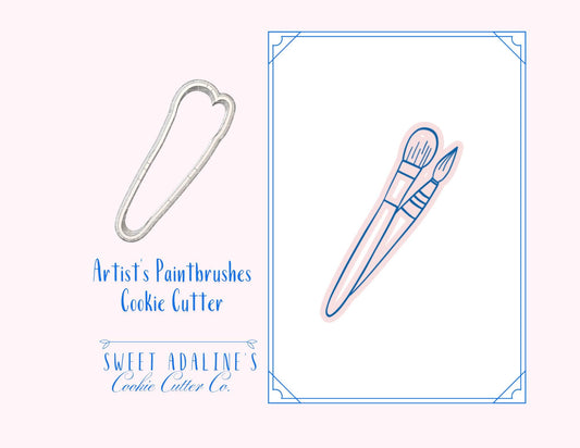 Artist's 2 Paintbrushes Cookie Cutter — Painter, Art Party, Teacher Appreciation, Birthday Cookies - Teacher Gifts & School Parties