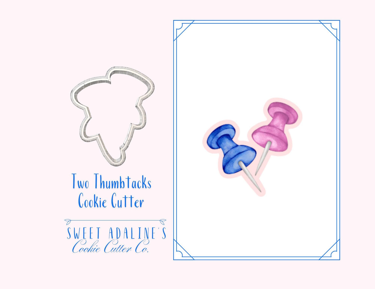 Two Thumbtacks Cookie Cutter – School and Office Supplies Cookie – Back to School Baking Tool – Teacher Appreciation Party Favor - Sturdy