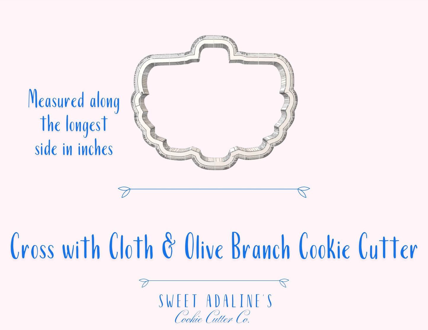 Cross Cookie Cutter: Cloth & Olive Branch - Easter, Baptism, Communion