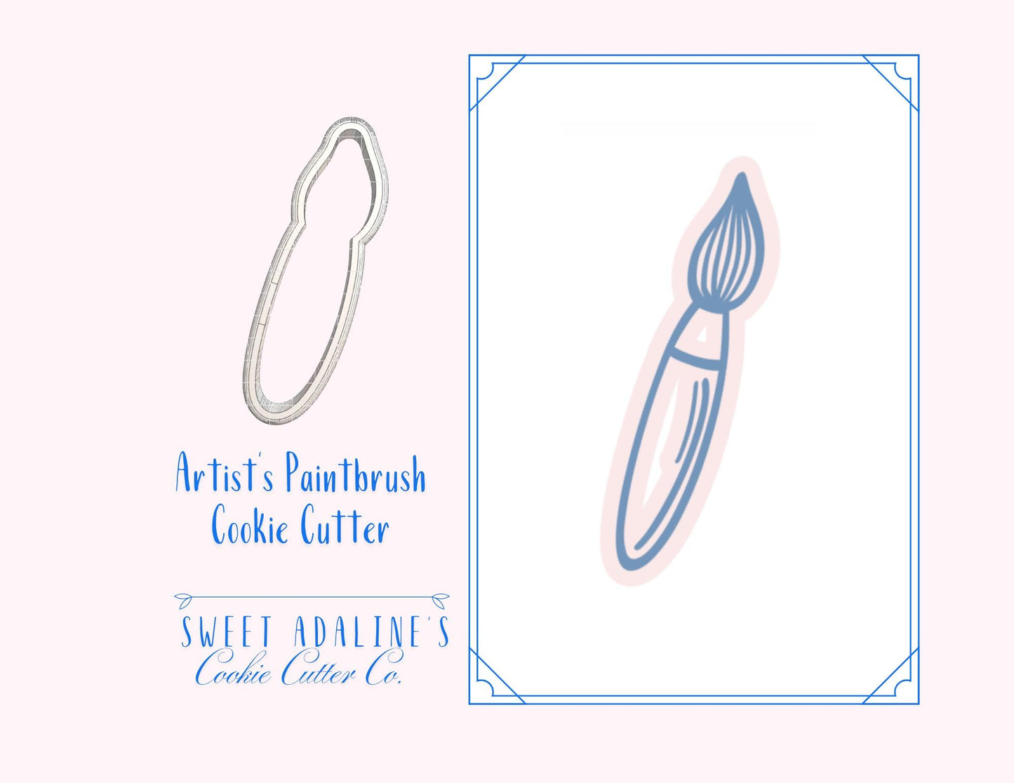 Artist's Paintbrush Cookie Cutter — Painter, Art Party, Teacher Appreciation, Birthday Decorated Cookies - Teacher Gifts & School Parties