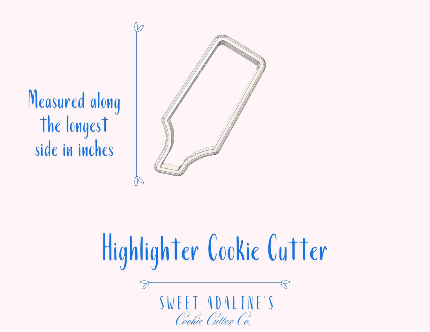Highlighter Cookie Cutter – Back to School Teacher Gift – Classroom Party Favor – Office Supply Cookie – Fondant & Clay Cutter –Sturdy thick