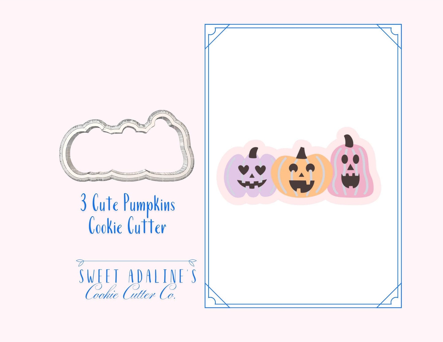 Cute Pumpkins Cookie Cutter for Halloween — Available in 3 Sizes — Cookie Cutters for Halloween Baking & Decorating - 3 Pumpkins