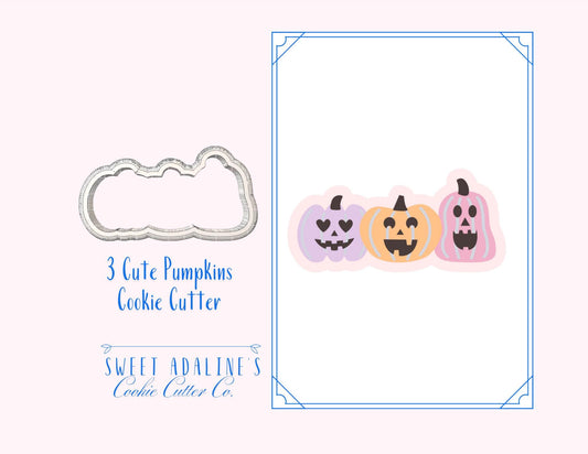 Cute Pumpkins Cookie Cutter for Halloween — Available in 3 Sizes — Cookie Cutters for Halloween Baking & Decorating - 3 Pumpkins