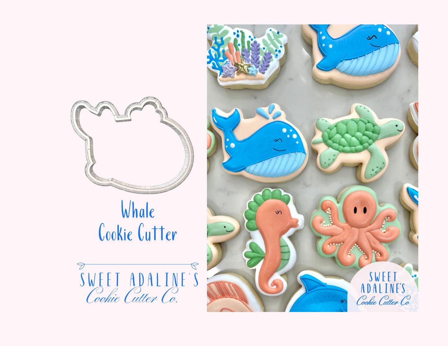 Whale Cookie Cutter: Ocean Animal Cookie Cutters; Beach, Nautical, and Under the Sea Party Baking Supplies; Baby Shower & Summer Cookies
