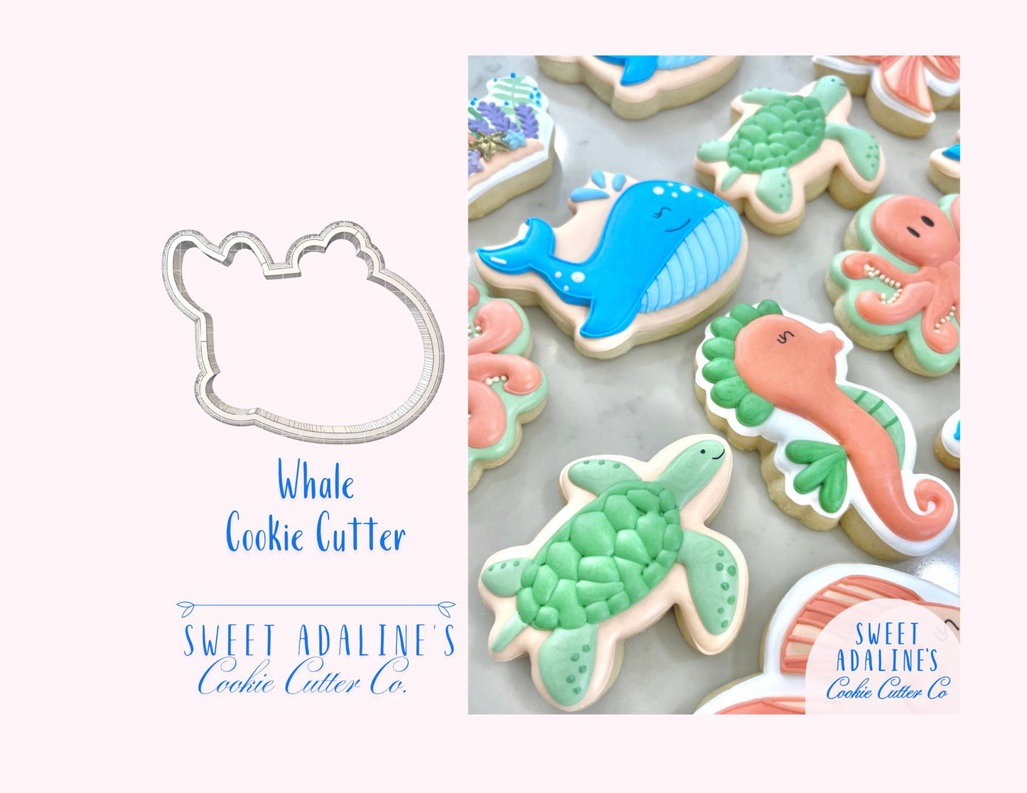 Whale Cookie Cutter: Ocean Animal Cookie Cutters; Beach, Nautical, and Under the Sea Party Baking Supplies; Baby Shower & Summer Cookies