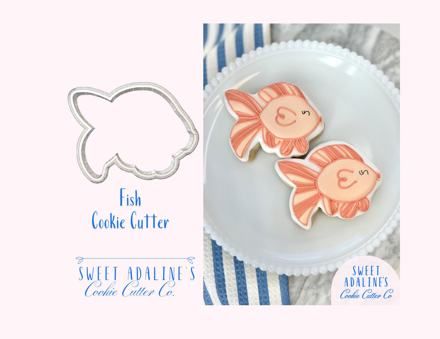 Fish Cookie Cutter: Ocean Animal Cookie Cutters; Beach, Nautical, and Under the Sea Party Baking Supplies; Baby Shower & Summer Cookies