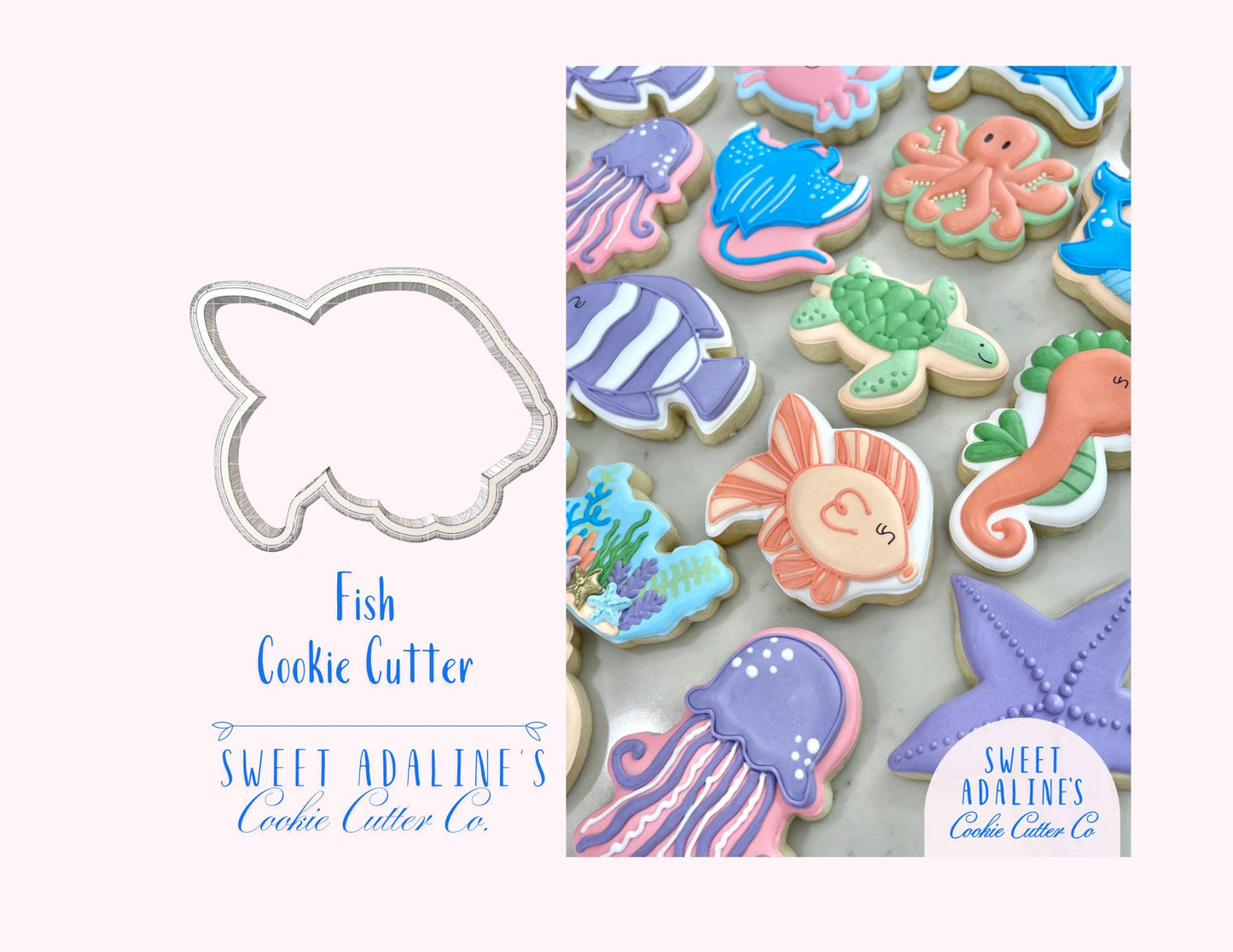 Fish Cookie Cutter: Ocean Animal Cookie Cutters; Beach, Nautical, and Under the Sea Party Baking Supplies; Baby Shower & Summer Cookies