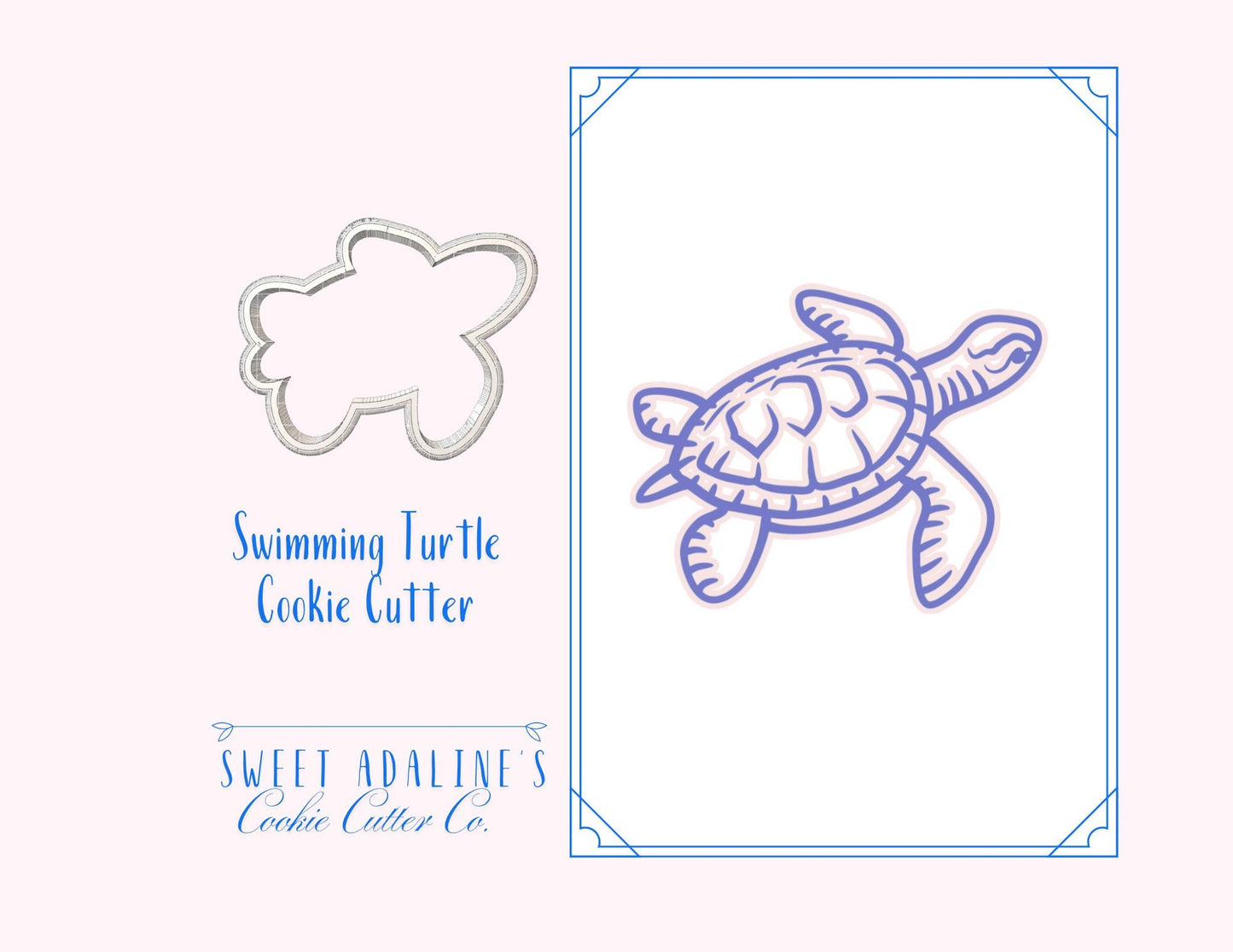 Swimming Turtle Cookie Cutter: Ocean Animal Cookie Cutters; Beach, Nautical, and Under the Sea Theme Party; Baby Shower & Summer Cookies