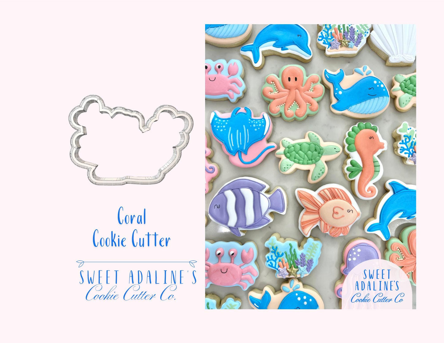 Coral Cookie Cutter: Ocean Reef Design; Under the Sea Cookie Cutter Collection; Beach, Nautical, and Summer Party Cookie Decorating