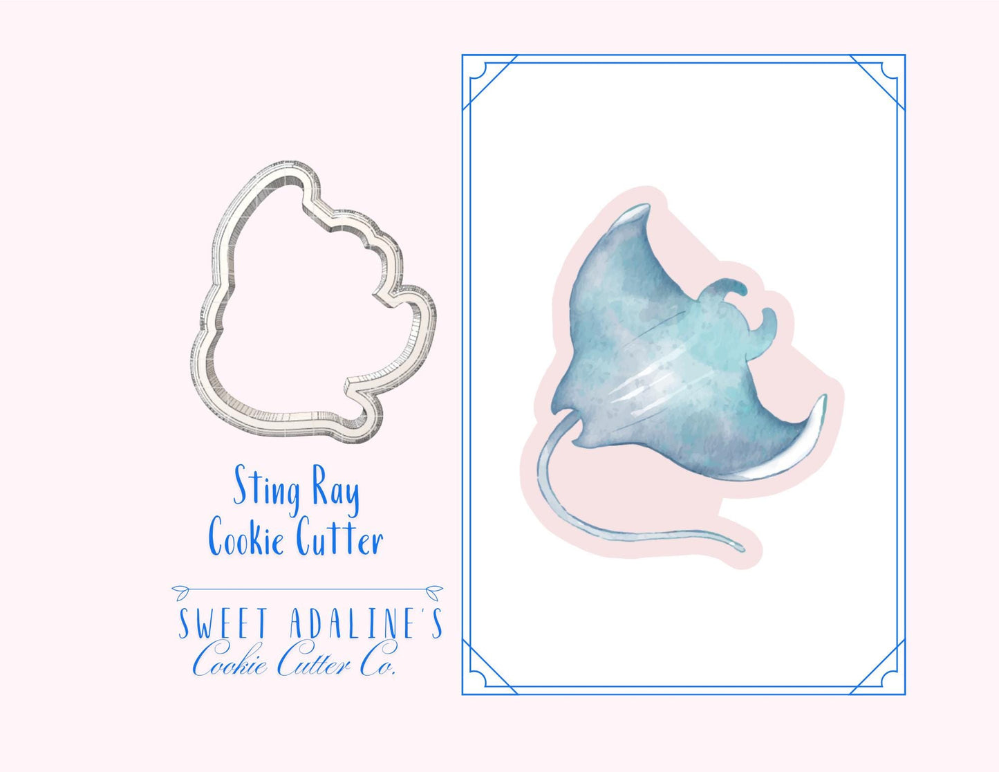 Stingray Cookie Cutter: Under the Sea Ocean Animal Cookie Cutter; Summer Beach Party, Aquarium Theme, Tropical Baking Party Favors