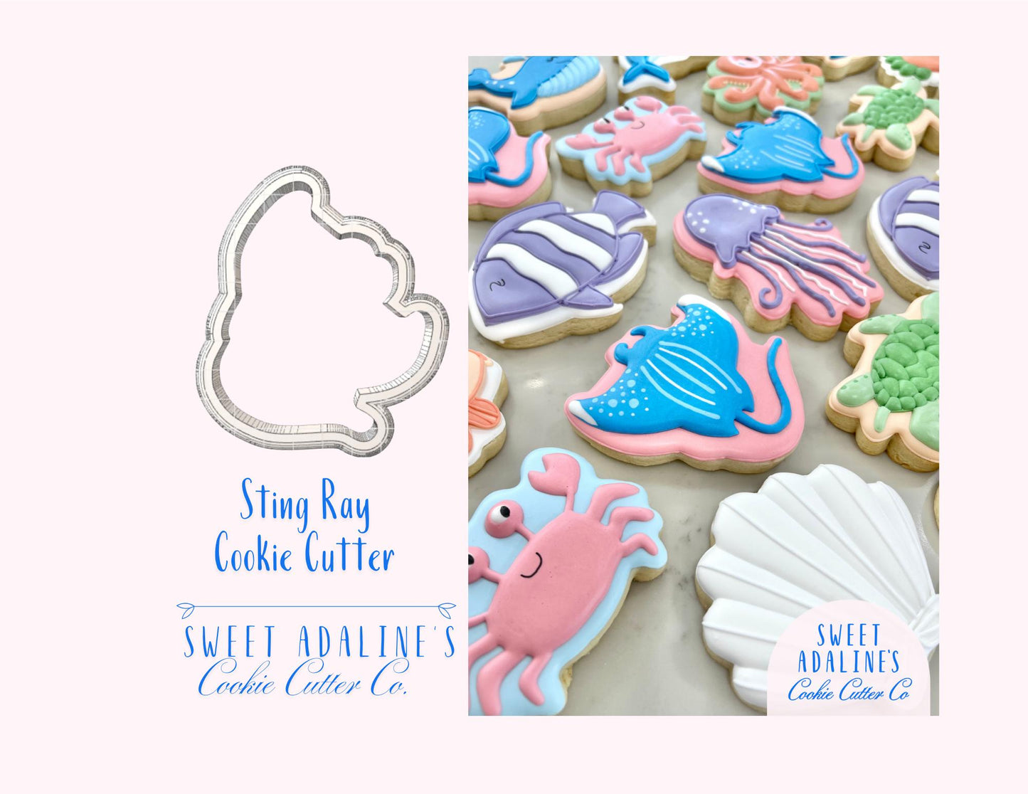 Stingray Cookie Cutter: Under the Sea Ocean Animal Cookie Cutter; Summer Beach Party, Aquarium Theme, Tropical Baking Party Favors