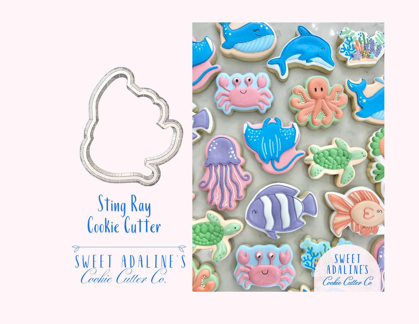 Stingray Cookie Cutter: Under the Sea Ocean Animal Cookie Cutter; Summer Beach Party, Aquarium Theme, Tropical Baking Party Favors