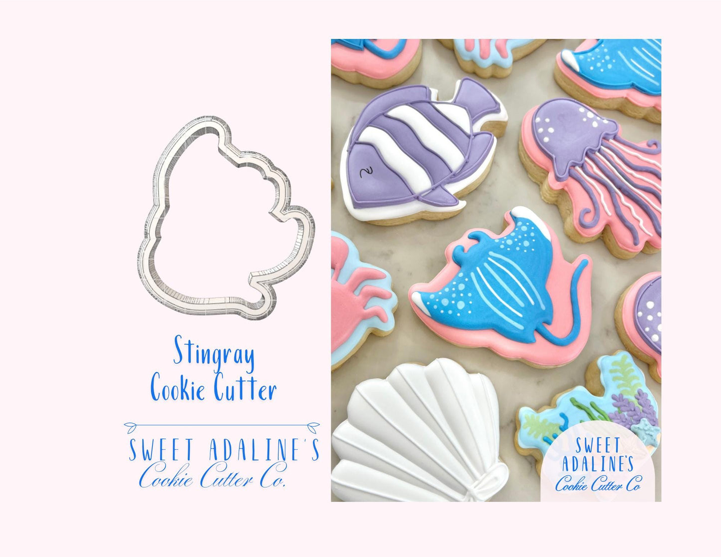 Stingray Cookie Cutter: Under the Sea Ocean Animal Cookie Cutter; Summer Beach Party, Aquarium Theme, Tropical Baking Party Favors