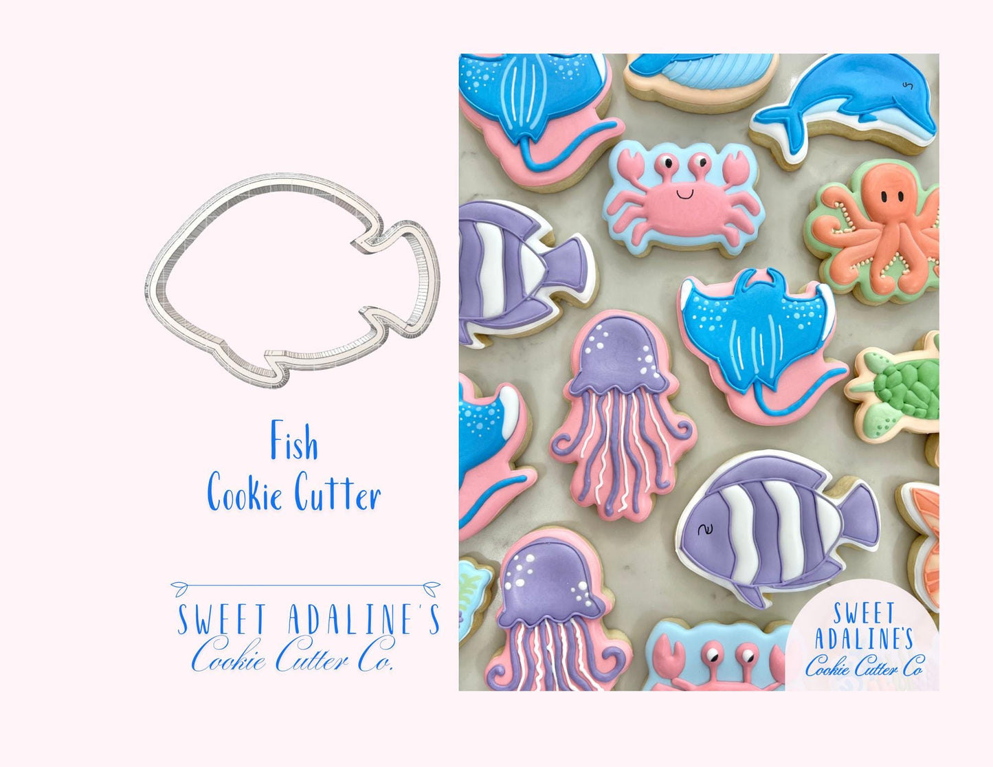 Fish Cookie Cutter: Under the Sea Ocean Animal; Tropical Fish Cookie Cutter for Summer, Beach, Nautical, and Aquarium-Themed Cookies