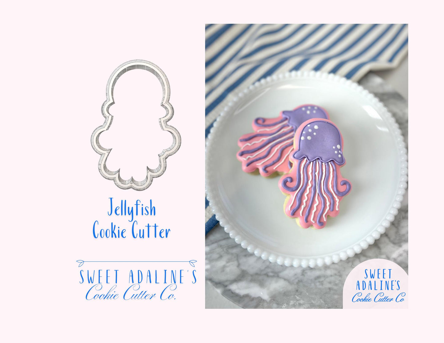 Jellyfish Cookie Cutter: Under the Sea Cookie Cutters; Ocean Theme Party, Beach Baking, Summer Treats; Sea Life Cookie Designs
