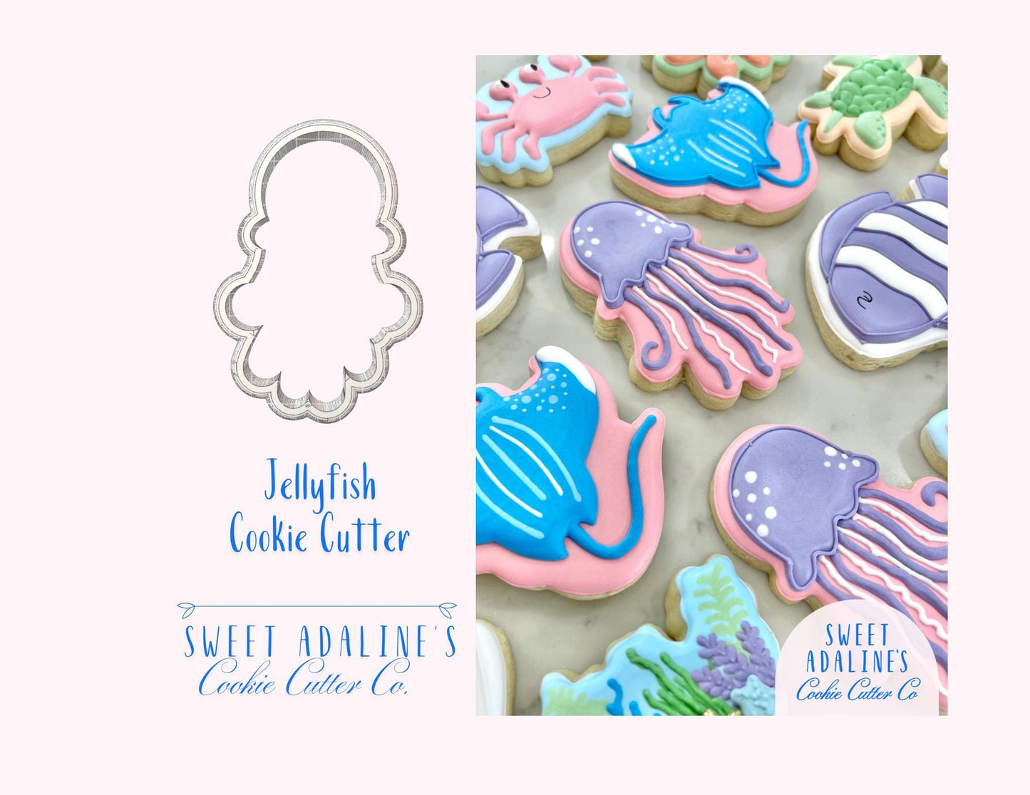 Jellyfish Cookie Cutter: Under the Sea Cookie Cutters; Ocean Theme Party, Beach Baking, Summer Treats; Sea Life Cookie Designs