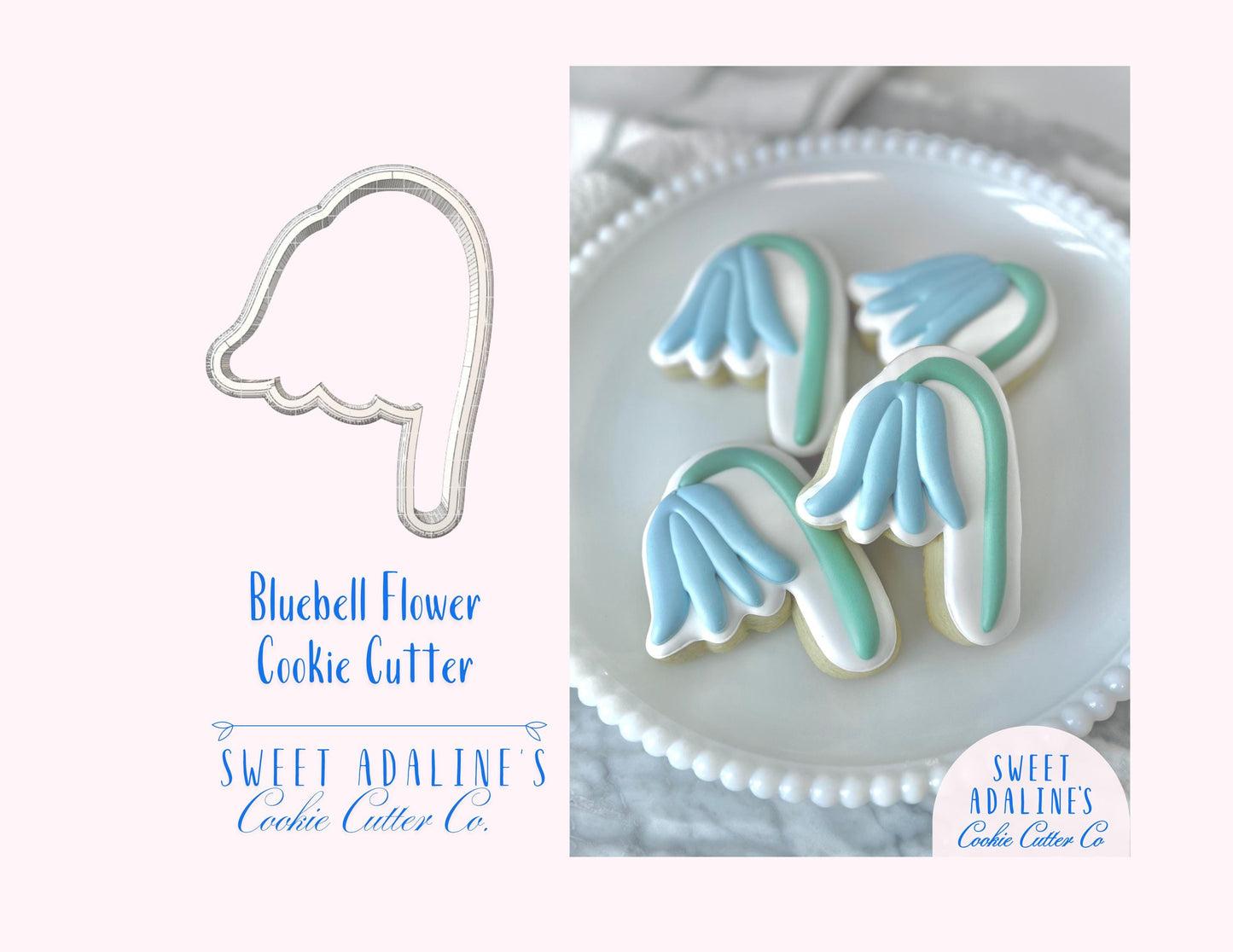 Bluebell Flower Cookie Cutter: Fairy Garden, Woodland, Spring & Baby Shower Theme - Long stem flower shape for Garden Party Cookies
