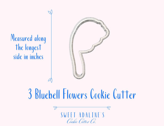 3 Bluebell Flowers Cookie Cutter: Fairy Garden, Woodland, Spring & Baby Shower Theme Party Favors - Long stem flower shape