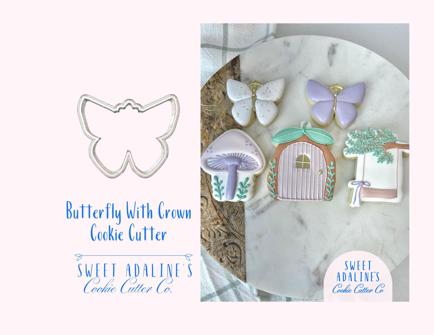Butterfly with Crown Cookie Cutter: Fairy Garden & Woodland Party Cutters for Baby Showers, Birthdays, and Enchanted, Whimsical Themes