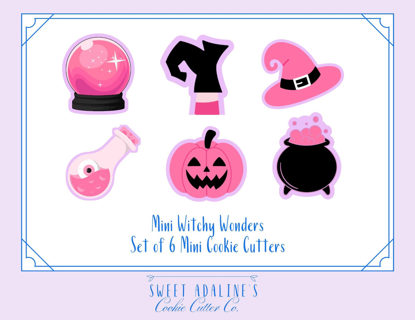Halloween Mini Cookie Cutter Set: Witch, Pumpkin, Cauldron - 6 Piece