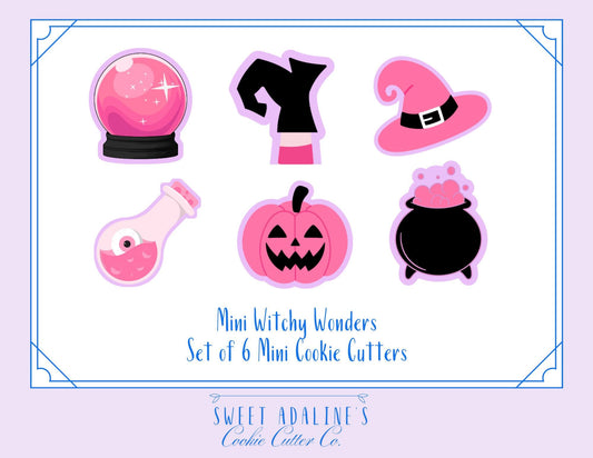 Halloween Mini Cookie Cutter Set: Witch, Pumpkin, Cauldron - 6 Piece