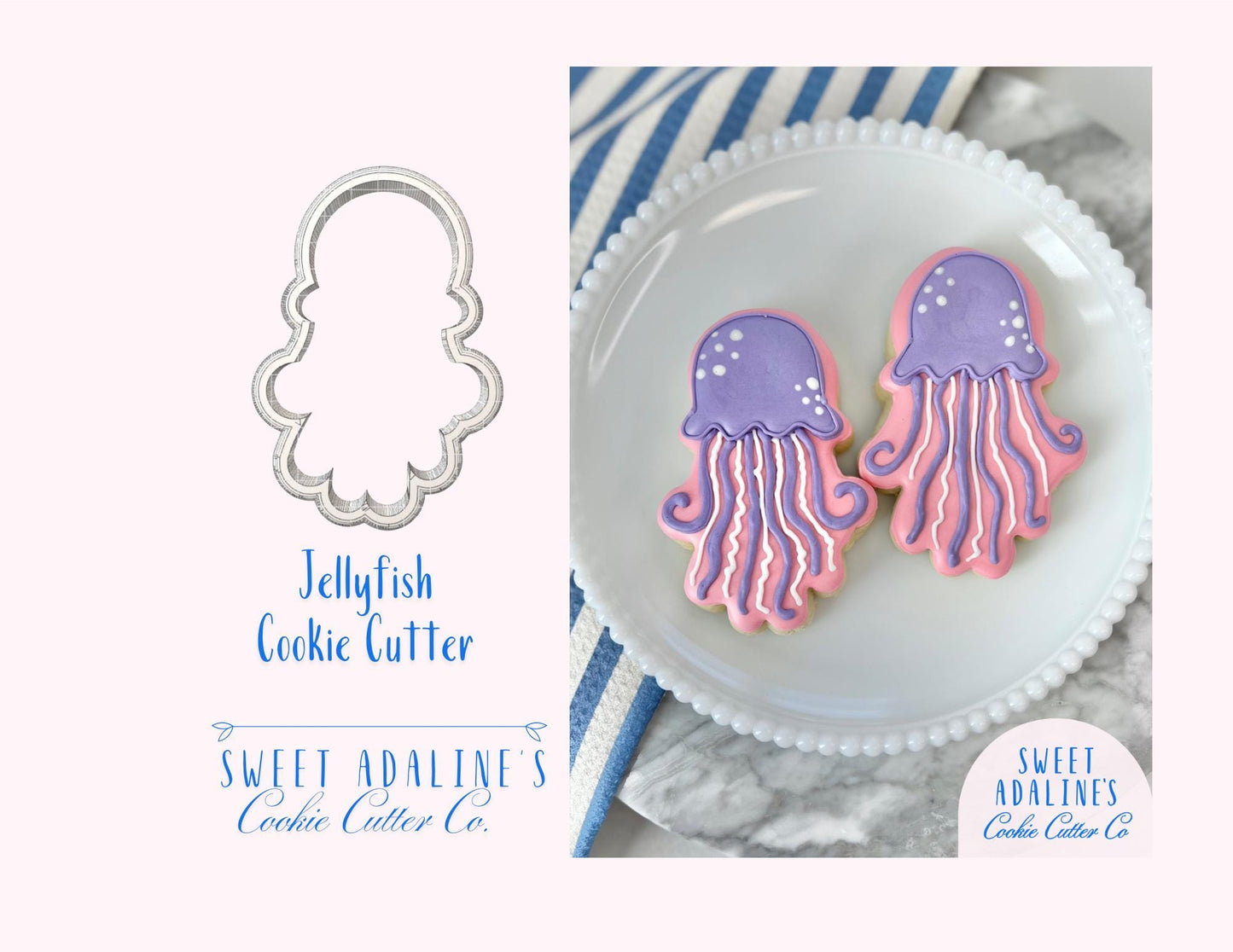 Jellyfish Cookie Cutter: Under the Sea Cookie Cutters; Ocean Theme Party, Beach Baking, Summer Treats; Sea Life Cookie Designs