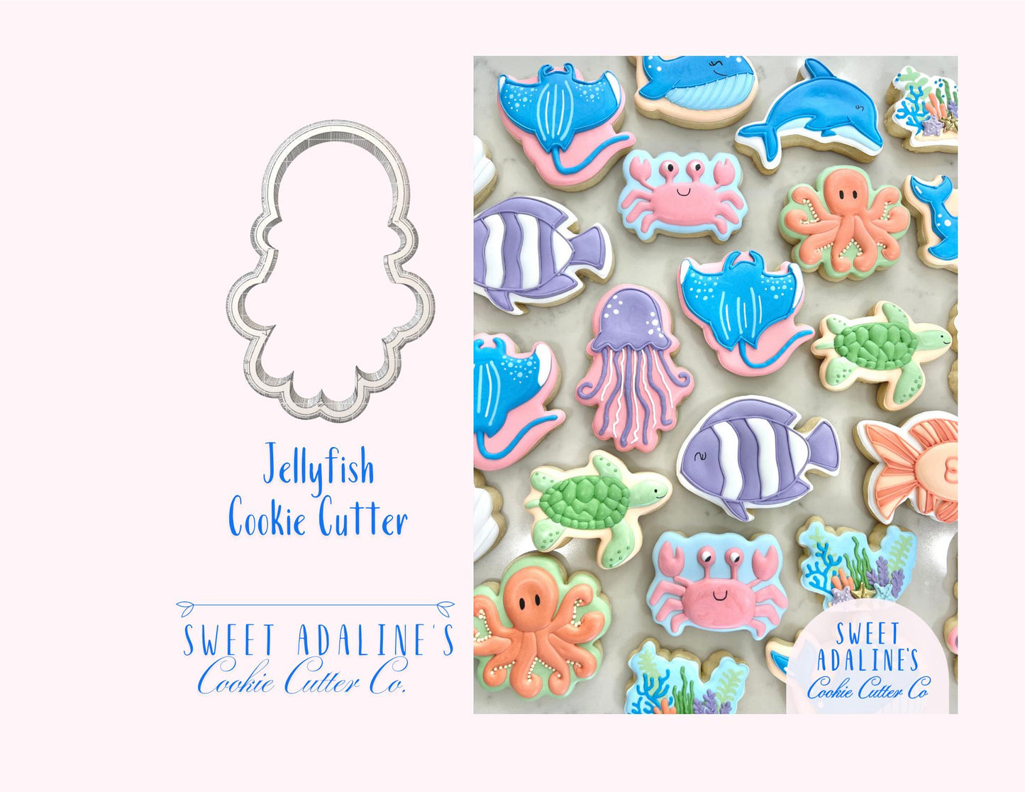 Jellyfish Cookie Cutter: Under the Sea Cookie Cutters; Ocean Theme Party, Beach Baking, Summer Treats; Sea Life Cookie Designs