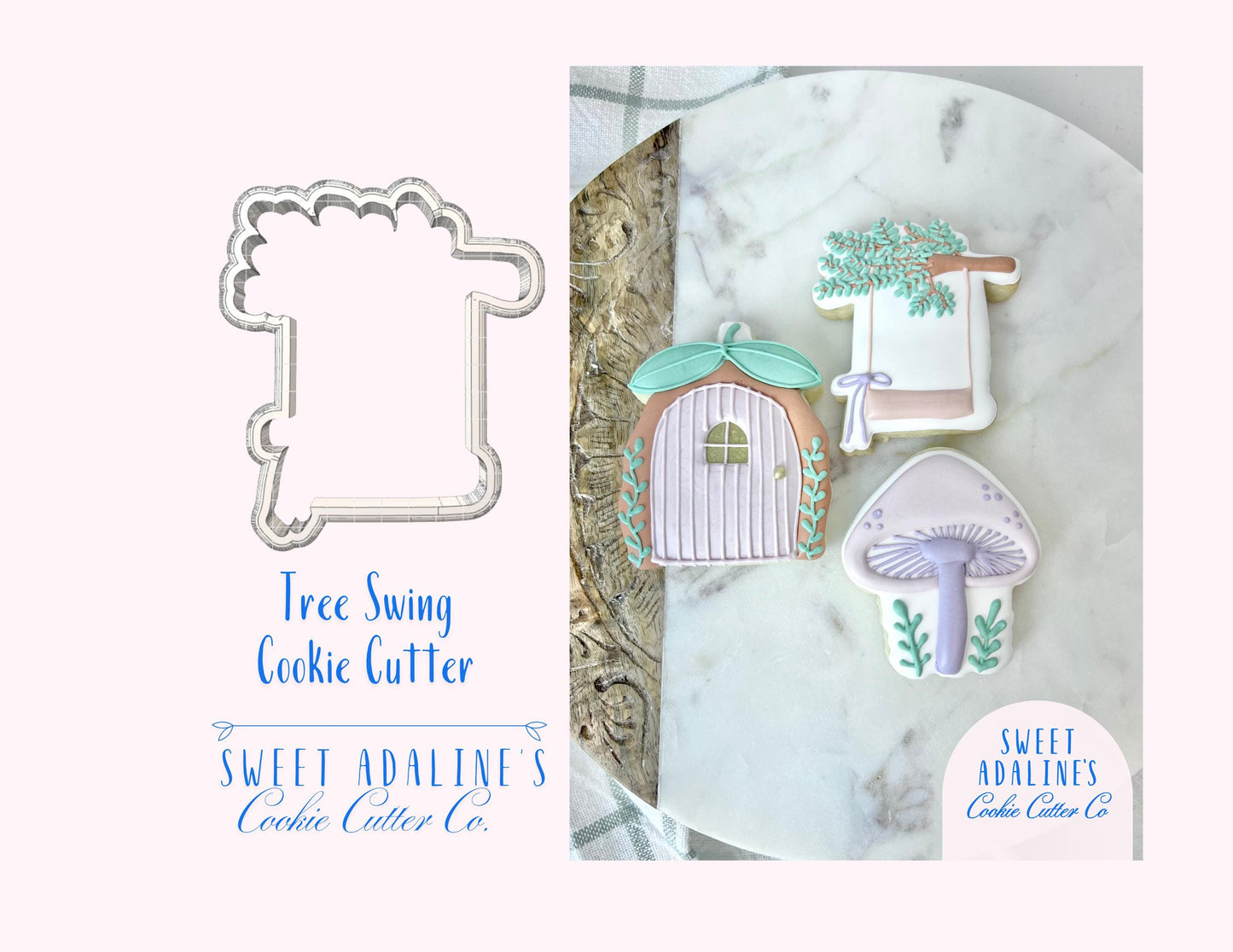 Tree Swing Cookie Cutter – Fairy Garden and Woodland Party Cookie Cutters for Baby Showers, Birthdays, and Enchanted, Whimsical Flower Theme