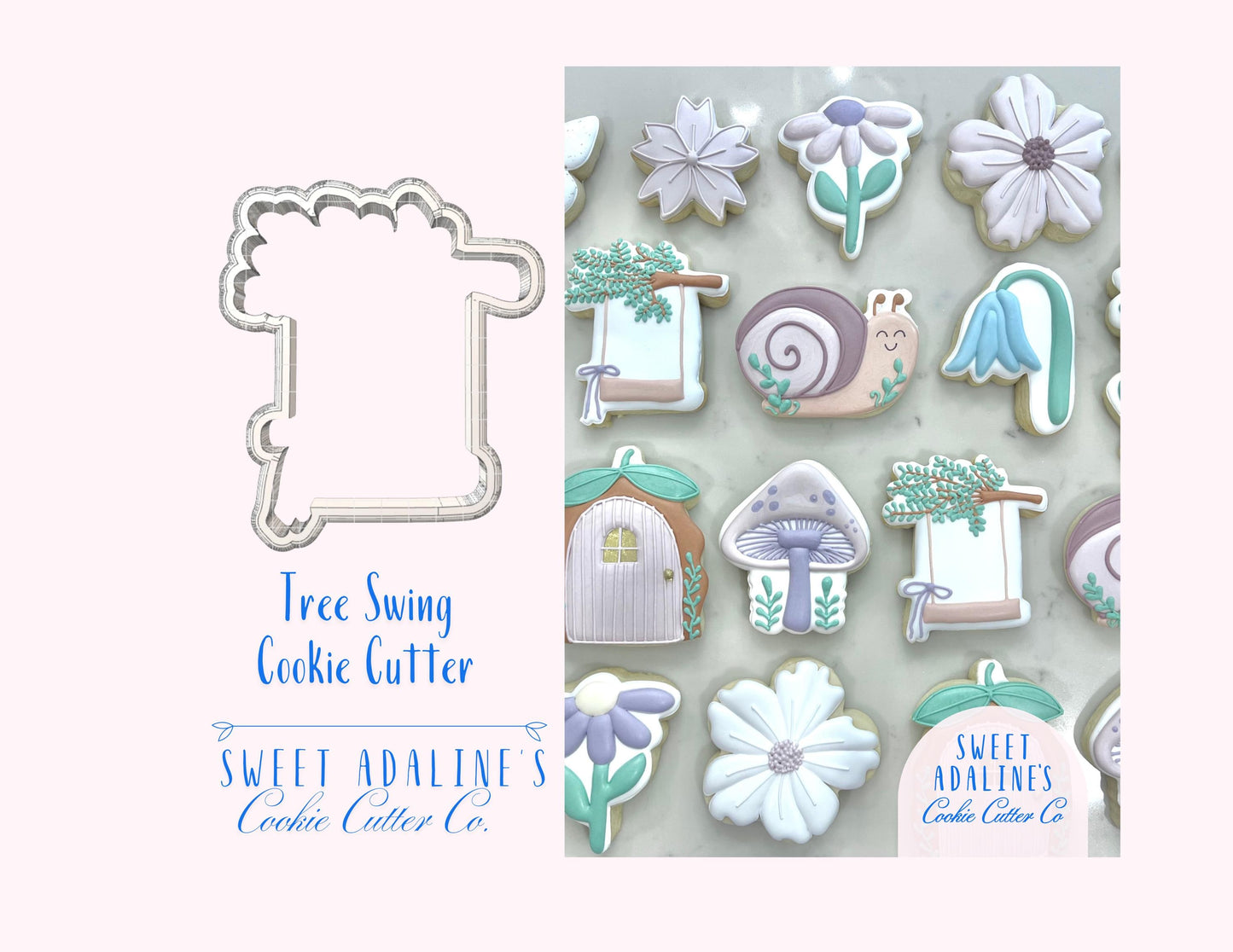 Tree Swing Cookie Cutter – Fairy Garden and Woodland Party Cookie Cutters for Baby Showers, Birthdays, and Enchanted, Whimsical Flower Theme