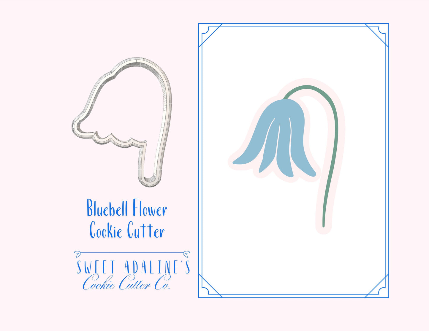 Bluebell Flower Cookie Cutter: Fairy Garden, Woodland, Spring & Baby Shower Theme - Long stem flower shape for Garden Party Cookies