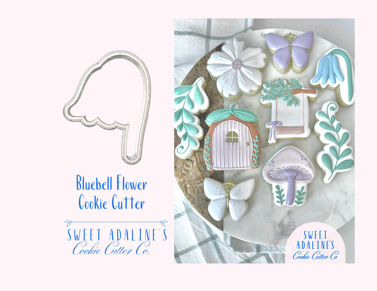 Bluebell Flower Cookie Cutter: Fairy Garden, Woodland, Spring & Baby Shower Theme - Long stem flower shape for Garden Party Cookies