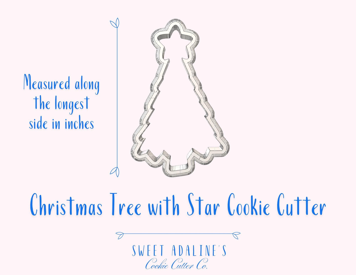 Christmas Tree with Star Cookie Cutter – Holiday Tree Cookie Cutter for Christmas Cookies – 3D Printed Christmas Baking Tool