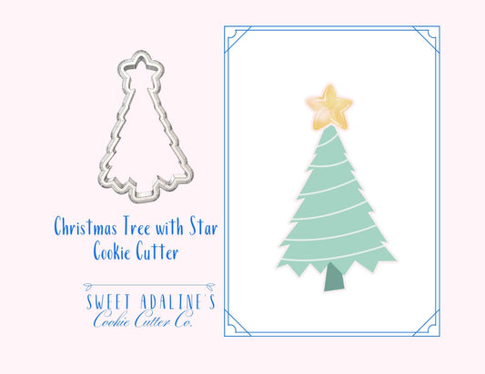 Christmas Tree with Star Cookie Cutter – Holiday Tree Cookie Cutter for Christmas Cookies – 3D Printed Christmas Baking Tool