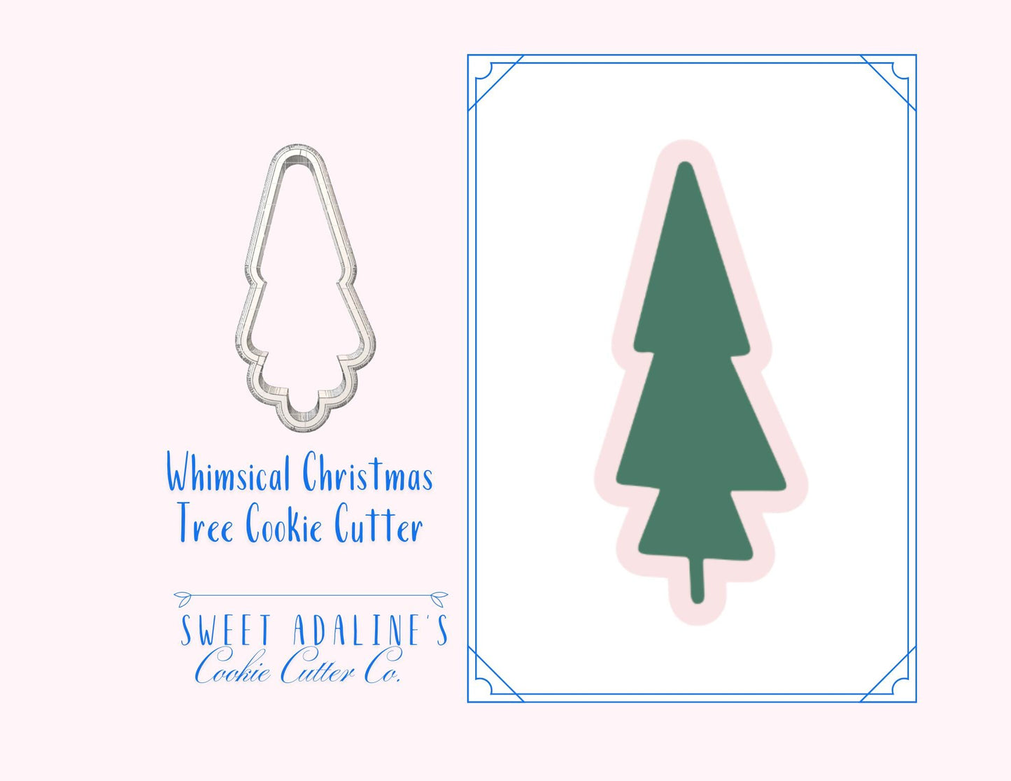 Whimsical Christmas Tree Cookie Cutter – Cute Modern Tree Cookie Cutter for Holiday Baking – 3D Printed Christmas Cookie Tool