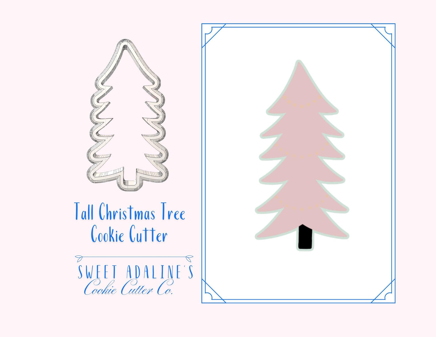 Tall Whimsical Christmas Tree Cookie Cutter – Elegant Tree Cookie Cutter for Holiday Baking – 3D Printed Christmas Cookie Tool