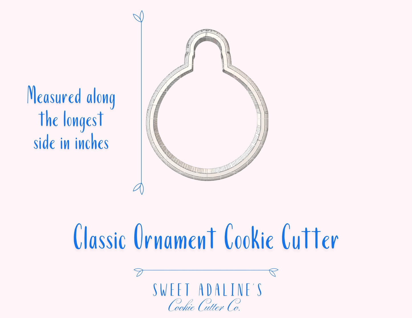 Classic Ornament Cookie Cutter – Round Christmas Ornament Cookie Cutter – 3D Printed Holiday Cookie Decorating Tool