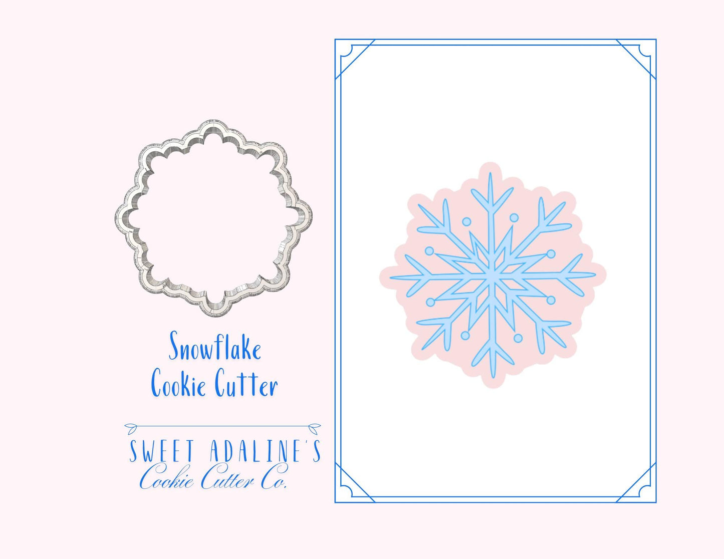 Snowflake Cookie Cutter – Winter Snowflake Cookie Cutter – Festive Holiday Cookie Decorating Tool, 3D Printed Cutter for Decorated Cookies