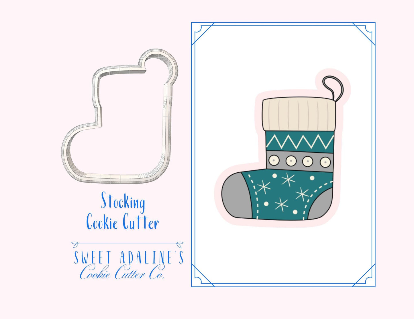 Stocking Cookie Cutter – Christmas Stocking Cookie Cutter – Festive Holiday Cookie Decorating, 3D Printed Cutter for Decorated Cookies