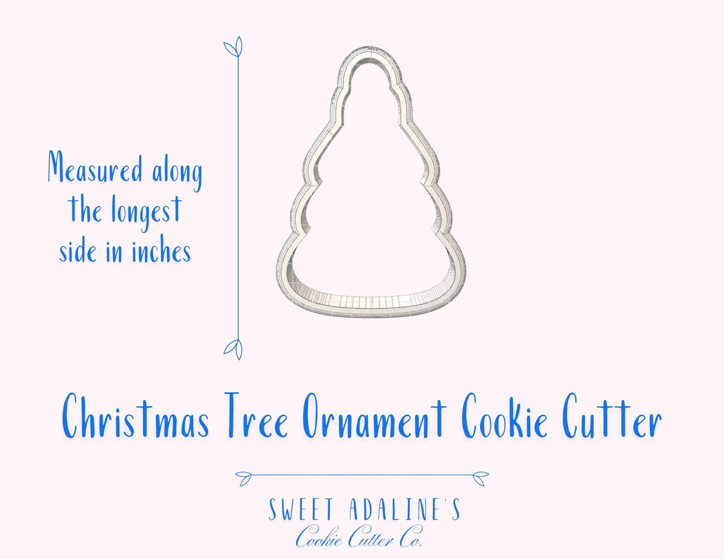 Christmas Tree Ornament Cookie Cutter – Tree Cookie Cutter – Festive Holiday Cookie Decorating, 3D Printed Cutter for Decorated Cookies