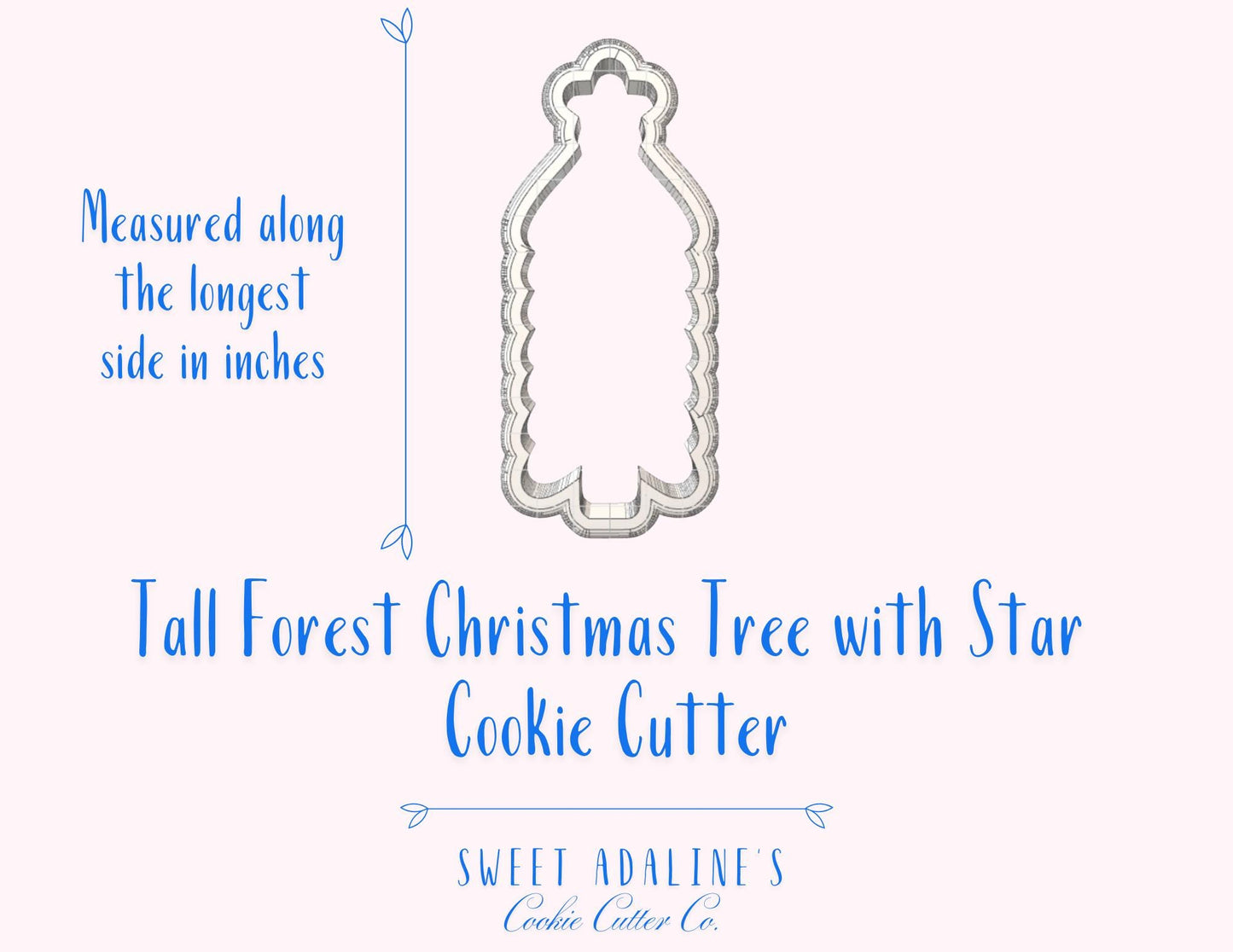 Tall Forest Christmas Tree with Star Cookie Cutter – Elegant Tree Cookie Cutter– Holiday Cookie Decorating, Cutter for Decorated Cookies