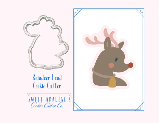 Reindeer Head Cookie Cutter – Rudolph Cookie Cutter – 3D Printed Christmas Cookie Cutter – Holiday Baking Tool – Sweet Adaline’s